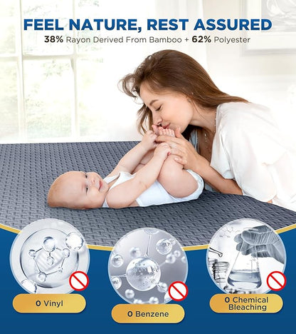 Premium 100% Waterproof Twin Mattress Protector, Breathable Cooling 3D Air Fabric Mattress Cover, Hypoallergenic Noiseless Bed Cover Vinyl Free, 8-21'' Deep Pocket (Gray)