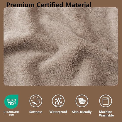 Waterproof Blanket for Couch, Leak Proof Dog Bed Blankets Reversible, Pet Throw Sofa Furniture Protector Machine Washable-68 x82,Beige+Khaki
