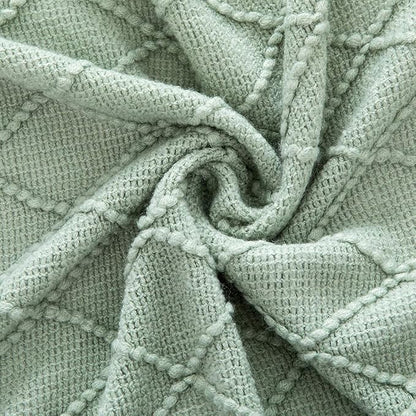 Homiest Decorative Knitted Throw Blanket with Fringe Soft & Cozy Tassel Blanket for Couch Sofa Bed (50" x 60", Aqua)