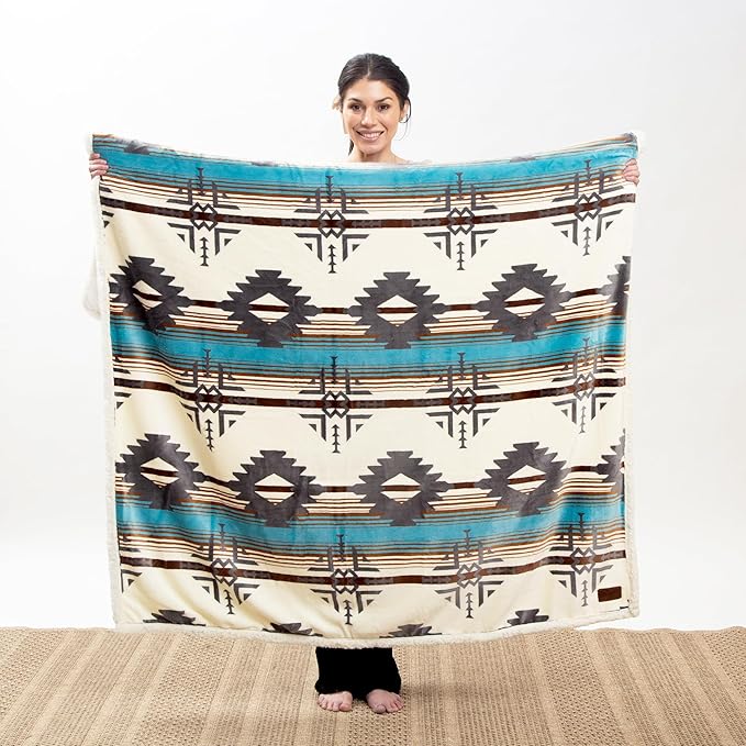 CARSTENS, INC. Wrangler Ultra Premium Super Soft Plush Sherpa Fleece Oversized Throw Blanket 54" x 68", Lone Mountain
