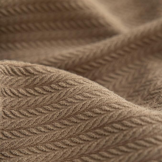 Set of 2 Cozy Striped Herringbone Flange Throw Pillow Covers, Aesthetic Embossed Pattern Pillow Covers for Couch and Bed - 18"x18", Taupe