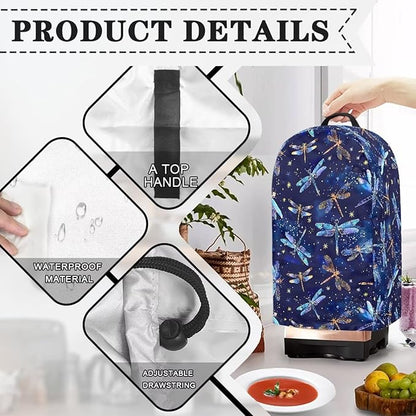 Dragonfly Pattern Blender Dust Cover Stand Mixer or Coffee Maker Appliance Covers with Drawstring Anti Fingerprint Polyester Dust Proof Stain Resistant Blender Cover for Kitchen