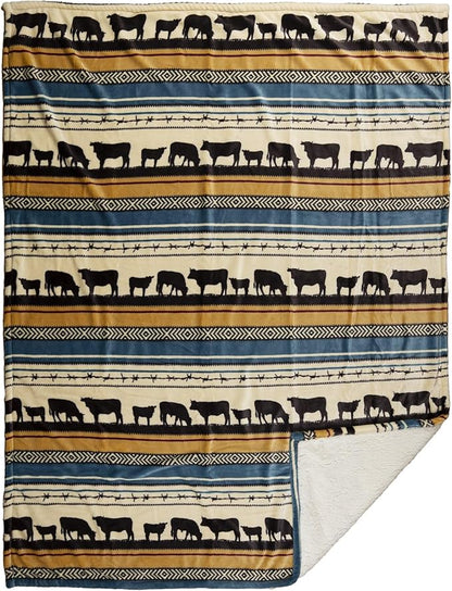 CARSTENS, INC. Ultra Premium Super Soft Plush Sherpa Fleece Oversized Throw Blanket 54" x 68", Morning on The Farm