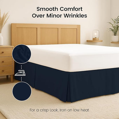 Utopia Bedding Queen Bed Skirt - Soft Quadruple Pleated Ruffle - Easy Fit with 16 Inch Tailored Drop - Hotel Quality, Shrinkage and Fade Resistant (Queen, Navy)