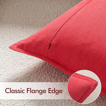 EMEMA Christmas Throw Pillow Covers Decorative Linen Pillow Covers 24x24 Inch Red Boho Farmhouse Neutral Couch Throw Pillows for Bed Pack of 2 Accent Pillowcase Modern Sofa Cushion Livingroom Home