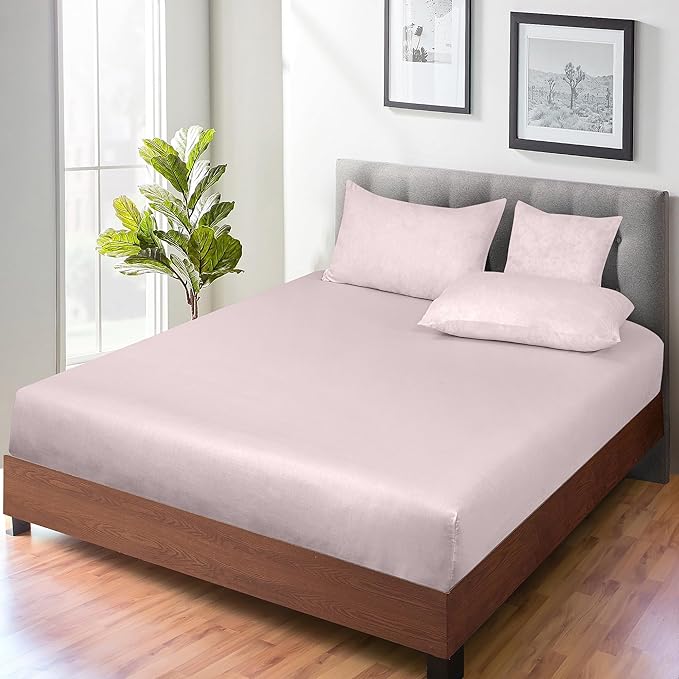 ROYALE LINENS 300 Thread Count 100% Long Staple Combed Cotton Fitted Sheet Twin - Super Soft Deep Pocket Bottom Sheet - Fitted Sheets Only - Elastic Sheets (Twin, Lavender)