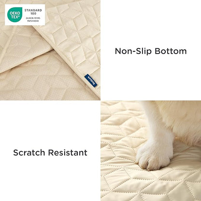 Bedsure 100% Waterproof Couch Cover for Dogs Washable - Non Slip Waterproof Dog Blanket for Bed, Lightweight Furniture Protector Durable for Pet Cat Puppy with Non-Slip Bottom, Beige, 82x120IN