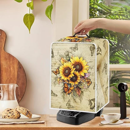 Mumeson Butterfly Sunflower Coffee Maker Cover, Universal Waterproof and Dustproof Cover for Home Garage Office Pouch with Duarble Handle Kitchen Appliance Covers