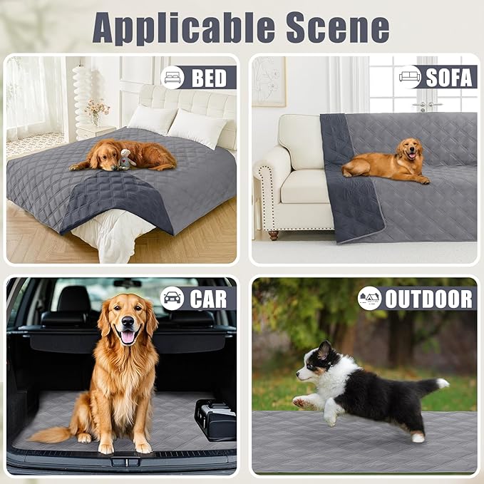 Smiry Waterproof Dog Bed Cover Blanket 82x102, Soft Reversible Pet Blanket, Washable Leakproof Cats Dogs Couch Cover for Sofa, Couch, Furniture, Lattice, Grey/Dark Grey