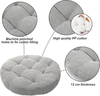 Large Floor Cushion Seating Round Floor Pillows Cushions for Adults Oversized Playroom Pillows Reading Nook Big Pillow for Sitting Meditation Yoga Living Room Sofa Balcony(Gray)