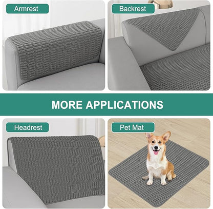 Foxdecor Couch Arm Covers Sofa Arm Covers, Arm Chair Covers Set of 2, Non-Slip Chair Arm Covers, Arm Rest Cover for Sofa, Armchair Slipcovers Couch Protector (Dark Grey 18x28 inch)