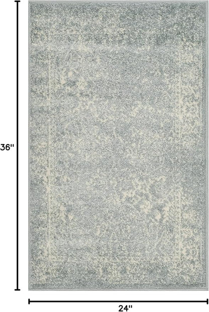 SAFAVIEH Adirondack Collection Accent Rug - 2' x 3', Slate & Ivory, Distressed Vintage Floral Design, Non-Shedding & Easy to Clean, Ideal for Front Door, Kitchen, Entryway, Foyer (ADR109T)