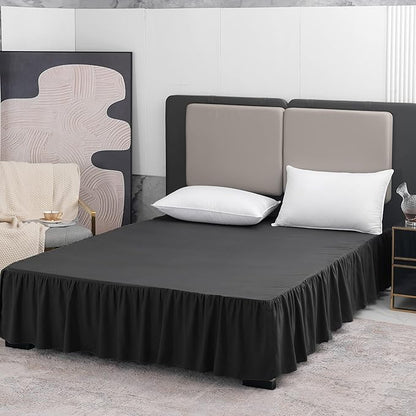 Black Bed Skirt Twin Size Ruffled Bed Skirt with Split Corners, Twin Bed Skirt 14 Inch Drop,Twin Size Bed Skirt Black for Ruffled Bed Skirt with Split Corners, Bed Skirt Twin Size