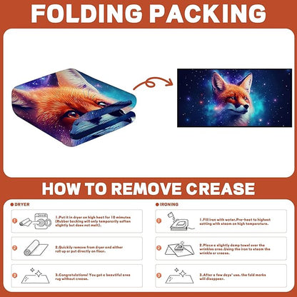 Galaxy Fox Rug 3D Cute Foxes Area Rugs for Bedroom Living Room Playroom Boys Kids Cartoon Colorful Carpet Glitter Stars Throw Rugs Floor Mat 79 in x 39 in