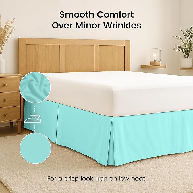 Utopia Bedding Queen Bed Skirt - Soft Quadruple Pleated Ruffle - Easy Fit with 16 Inch Tailored Drop - Hotel Quality, Shrinkage and Fade Resistant (Queen, Spa Blue)