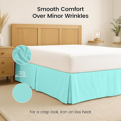 Utopia Bedding Queen Bed Skirt - Soft Quadruple Pleated Ruffle - Easy Fit with 16 Inch Tailored Drop - Hotel Quality, Shrinkage and Fade Resistant (Queen, Spa Blue)