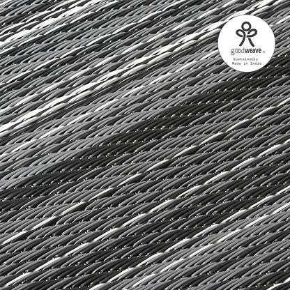 Fab Habitat Outdoor Rug - Waterproof, Fade Resistant, Crease-Free - Premium Recycled Plastic - Striped - Patio, Porch, Deck, Balcony - Cancun - Midnight - 5 x 8 ft