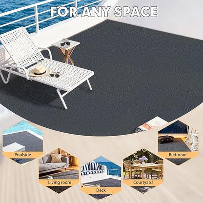 Marine Carpet,6 FT x 18 FT Dark Gray Indoor Outdoor Carpet 0.2" Thick Boat Carpet with Water-Proof TPE Backing, Non-Slide Outdoor Marine Carpet Roll for Home, Patio, Porch, Deck