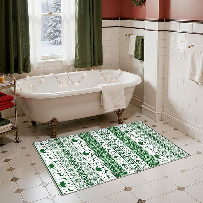 Abstract Living Room Rug 3X5 - Modern Washable Christmas Soft Thin Area Rug for Living Room Bedroom Under Dining Table - Neutral Indoor Floor Rug Carpets for Home Office Playroom Nursery - Green