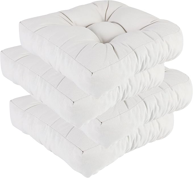 RACE LEAF Patio Chair Cushions 17x17 Inch 4 Pack, Memory Foam Outdoor Seat Cushions Water Resistant with Non-Slip Backing & Tufted Design (Beige)