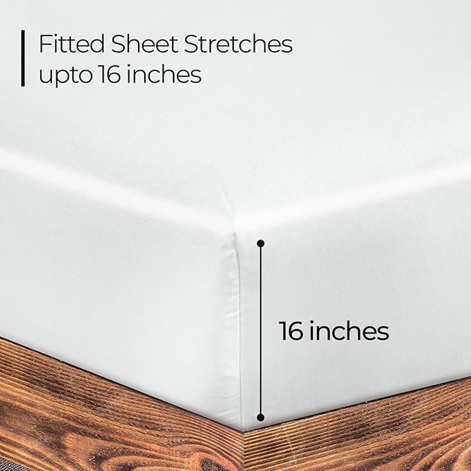 ROYALE LINENS 300 Thread Count 100% Long Staple Combed Cotton Fitted Sheet California King - Super Soft Deep Pocket Bottom Sheet - Fitted Sheets Only - Elastic Sheets (Cal King, White)