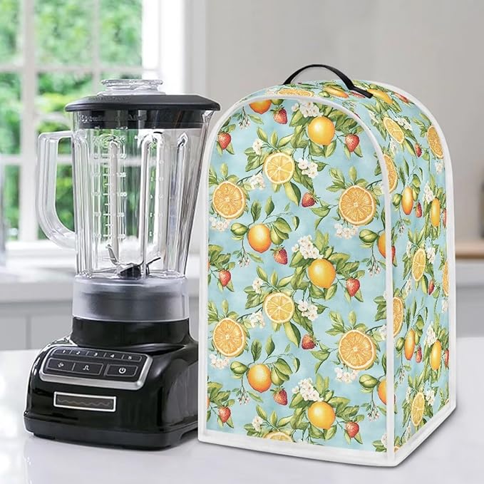 Blender Dust Cover for Stand Mixer or Coffee Maker Appliance, Anti Fingerprint Polyester Dust Proof Stain Resistant Blender Cover for Home Kitchen, Lemon Floral Print