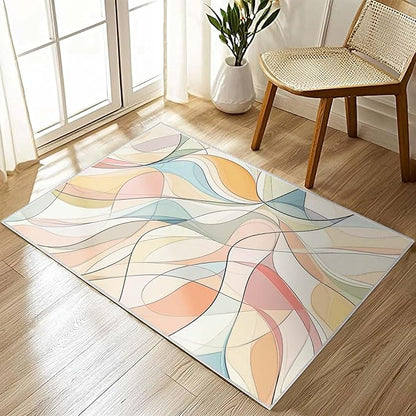 2x3 Colorful Entryway Area Rug Blue White Pink Yellow Bathroom Rug Non Slip Machine Washable Low Pile Small Carpet Kitchen Bedroom Door Mat Entrance