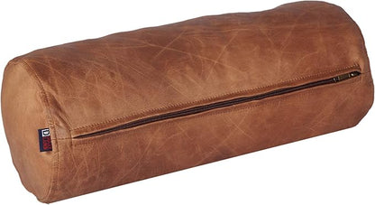 Neck Roll Pillow Cushion Cover, 22x5 Inch Full Moon Round Bolster Pillow Case, Cylinder Soft Lambskin Leather Pillowcase for Head, Spine & Neck Support During Sleep - Beige Artical Pack of 2