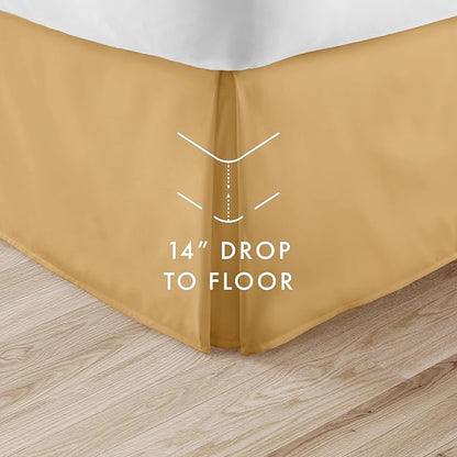 Linen Market Bed Skirt - Ultra Soft Microfiber - Easy Fit with 14 Inch Tailored Drop - Hotel Quality, Shrinkage & Fade Resistant - Bed Cover - Cal King Bed Skirt - Bedroom Décor - (Cal King, Gold)