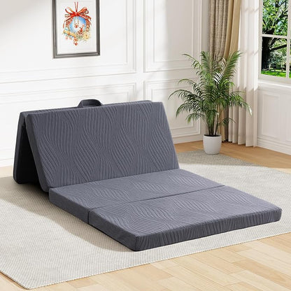 Foldable Memory Foam Mattress - 3 Inch Twin XL Waterproof Collapsible Mattress with Washable Cover, Portable Guest Bed Pad, Sleeping Mat for Travel RV Camping Yoga, Non-Slip Bottom,80"x38"x3"