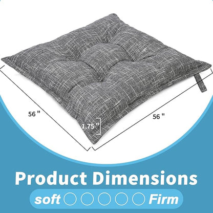 SINSOSSO Large Floor Pillow 22", Thickened Bite-Size Memory Foam Square Non-Slip Cushion for Office Back Support/Indoor Yoga/Chair Seat, Fashionable Color-Blocked Fabric & Washable, Light Gray, 1 PCS