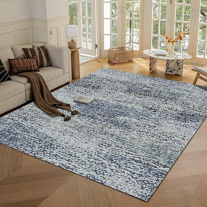 RUGSURE Washable Area Rug - 1/6 Thick - Stain & Water Resistant Non-Slip - Resistant Rug for Living Room, Bedroom, Nursery, Pet & Child Friendly, Vintage Charm Area Rugs (Grey+LightTeal, 3' x 5 ')