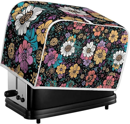 Flower 2 Slice Bread Maker Cover for Kitchen, Dustproof Toaster Cover Suitable for Standard Size Bread Machine, Small Kitchen Appliance