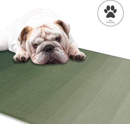 Fab Habitat Ombre Outdoor Rug - Waterproof, Fade Resistant, Crease-Free - Premium Recycled Plastic - Striped - Patio, Porch, Deck, Balcony - Big Sur - Green - 6 x 9 ft