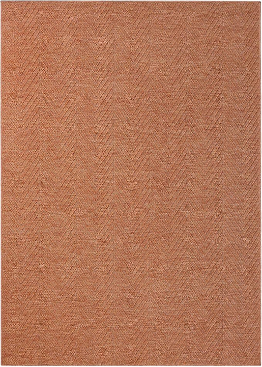 TOWN & COUNTRY BASICS Pax Herringbone Textured Solid Everwash® Washable Area Rug, Low Pile, Non-Slip Backing, Easy Clean Pet & Family Friendly Rug, Rust, 7'10"x10'2"