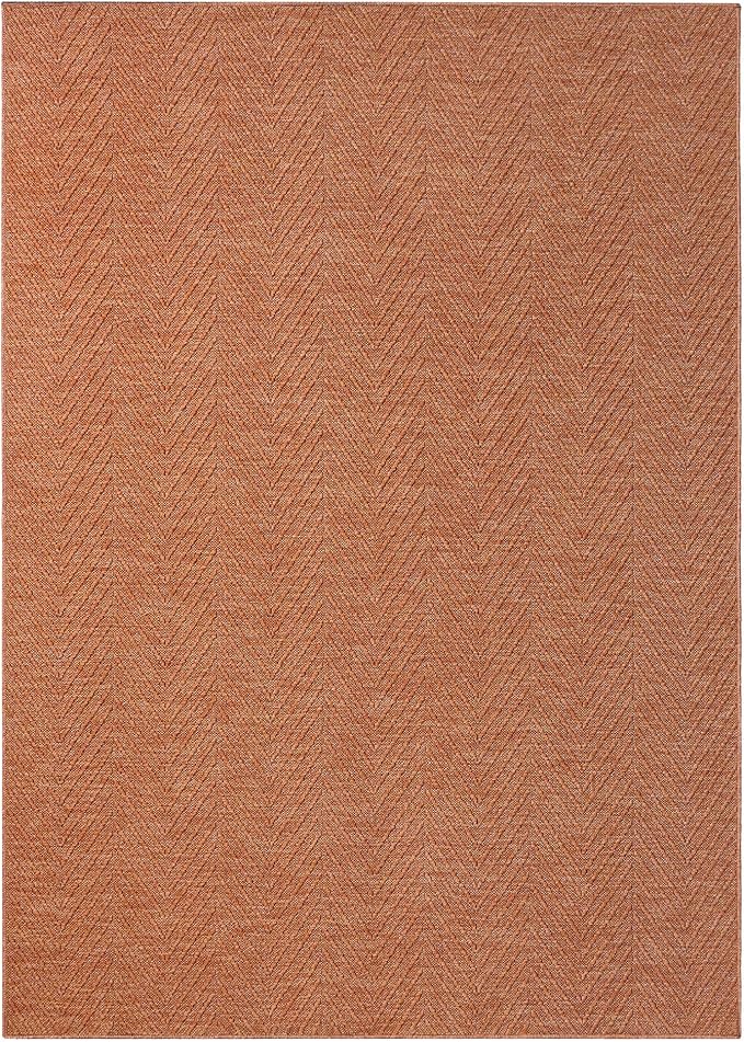 TOWN & COUNTRY BASICS Pax Herringbone Textured Solid Everwash® Washable Area Rug, Low Pile, Non-Slip Backing, Easy Clean Pet & Family Friendly Rug, Rust, 5'11"x9'