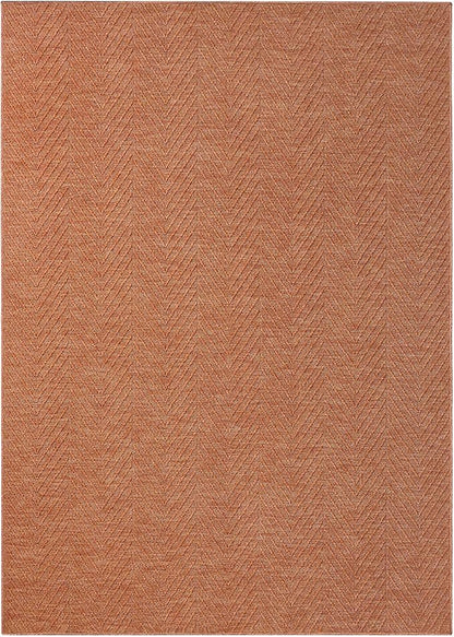 TOWN & COUNTRY BASICS Pax Herringbone Textured Solid Everwash® Washable Area Rug, Low Pile, Non-Slip Backing, Easy Clean Pet & Family Friendly Rug, Rust, 9'10"x14'