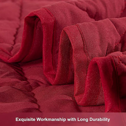 NTBAY Down Alternative Oversized Toddler Comforter, Super Soft and Warm Solid Color Baby Crib Quilted Blanket, 43x60 inches, Red