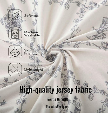 SDY Jersey Floral Bassinet Sheets for Baby Boys and Girls,32 "x 16 "x 4",2 Pack,Neutral Flower Standard Oval/Retangle Bassinet Mattress Sheets for Toddler,Super Soft Breathable