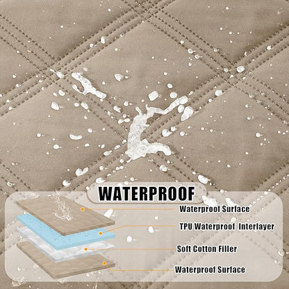 Smiry Waterproof Dog Bed Cover Blanket 40x80, Soft Reversible Pet Blanket, Washable Leakproof Cats Dogs Couch Cover for Sofa, Couch, Furniture, Lattice, Taupe/Taupe