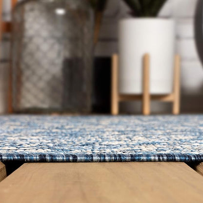 JONATHAN Y Weave Floral Indoor Outdoor Runner Rug 2X10 Navy/Gray, Tela Bohemian Textured for Backyard, Patio, Porch, Easy-Cleaning, High Traffic, Pet-Friendly, Non-Shedding (SMB100B-210)