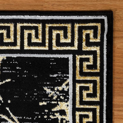 GLORY RUGS Area Rugs Marble 4x5 Black Gold Carpet Modern Abstract Rug Living Room Dining Bedroom Rug