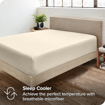 Bare Home 2-Pack Fitted Bottom Sheets Twin XL - Premium 1800 Ultra-Soft Wrinkle Resistant Microfiber - Deep Pocket (Twin XL, Sand)