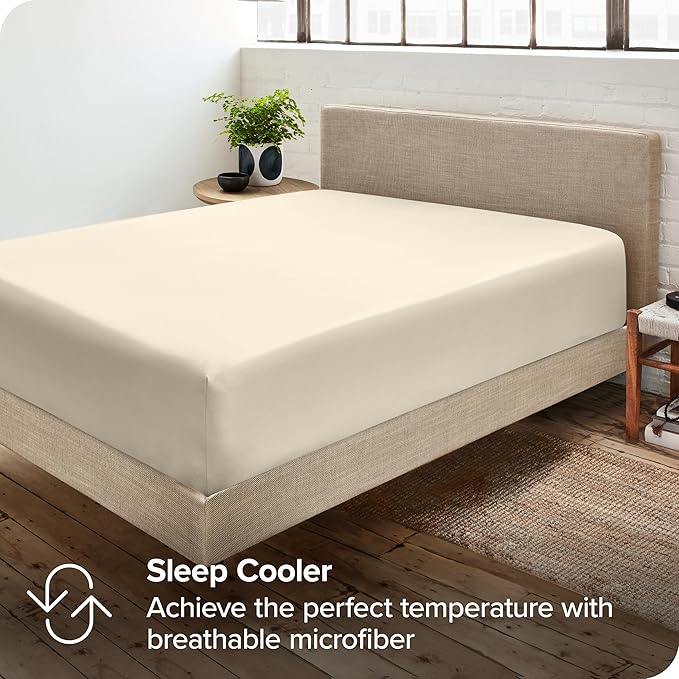 Bare Home 5-Pack Fitted Bottom Sheets Twin Extra Long - Premium 1800 Ultra-Soft Microfiber - Deep Pocket (Twin XL, Sand)
