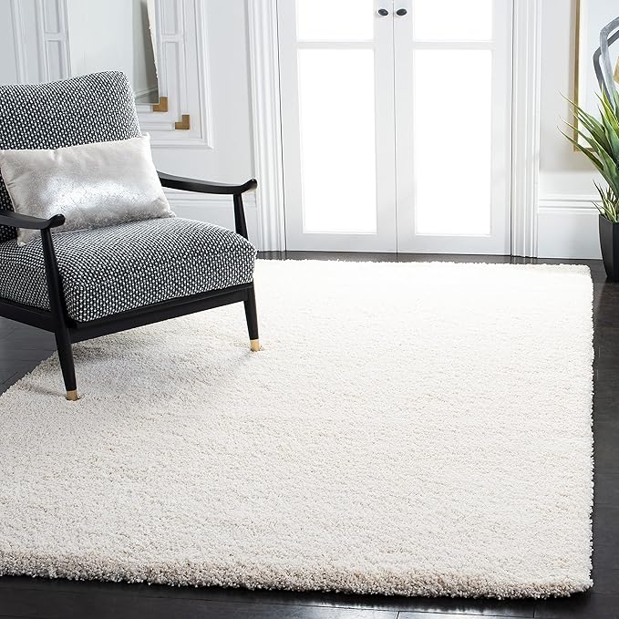 SAFAVIEH Milan Shag Collection Accent Rug - 4' x 6', Ivory, Solid Design, Non-Shedding & Easy Care, 2-inch Thick Ideal for High Traffic Areas in Entryway, Living Room, Bedroom (SG180-1212)