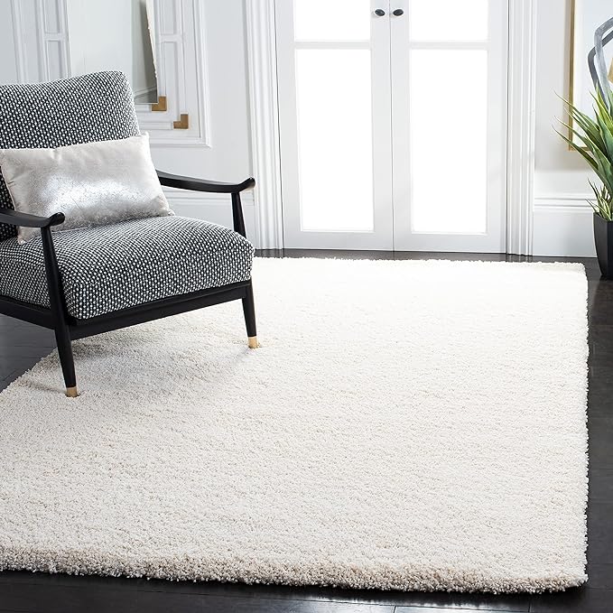 SAFAVIEH Milan Shag Collection Area Rug - 8'6" x 12', Ivory, Solid Design, Non-Shedding & Easy Care, 2-inch Thick Ideal for High Traffic Areas in Living Room, Bedroom (SG180-1212)