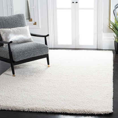 SAFAVIEH Milan Shag Collection Area Rug - 8'6" x 12', Ivory, Solid Design, Non-Shedding & Easy Care, 2-inch Thick Ideal for High Traffic Areas in Living Room, Bedroom (SG180-1212)