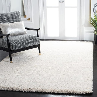 SAFAVIEH Milan Shag Collection Accent Rug - 3' x 5', Ivory, Solid Design, Non-Shedding & Easy Care, 2-inch Thick Ideal for High Traffic Areas in Entryway, Living Room, Bedroom (SG180-1212)