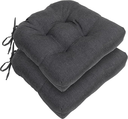 RACE LEAF Outdoor Seat Cushions Set of 2, 17" x 17" Square Patio Cushions, Plump Filling Tufted Water-Resistant Olefin Chair Seat Cushion with Ties for Non-Slip Support, Gray