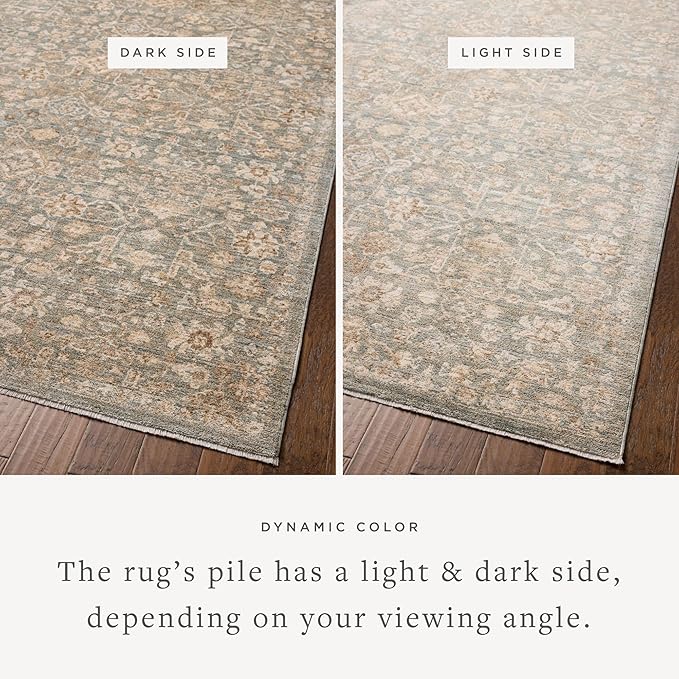 Loloi Chris Loves Julia Palma Collection PLM-05 Blue/Natural 3'-6" x 5'-6" Accent Rug Vintage Style Boho Living Room Bedroom Carpet